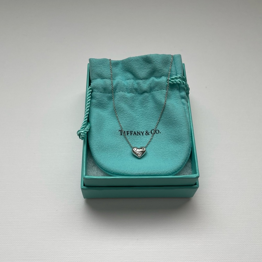 Tiffany & Co. Platinum and Diamond Heart Etoile Pendant Necklace 16” RETIRED